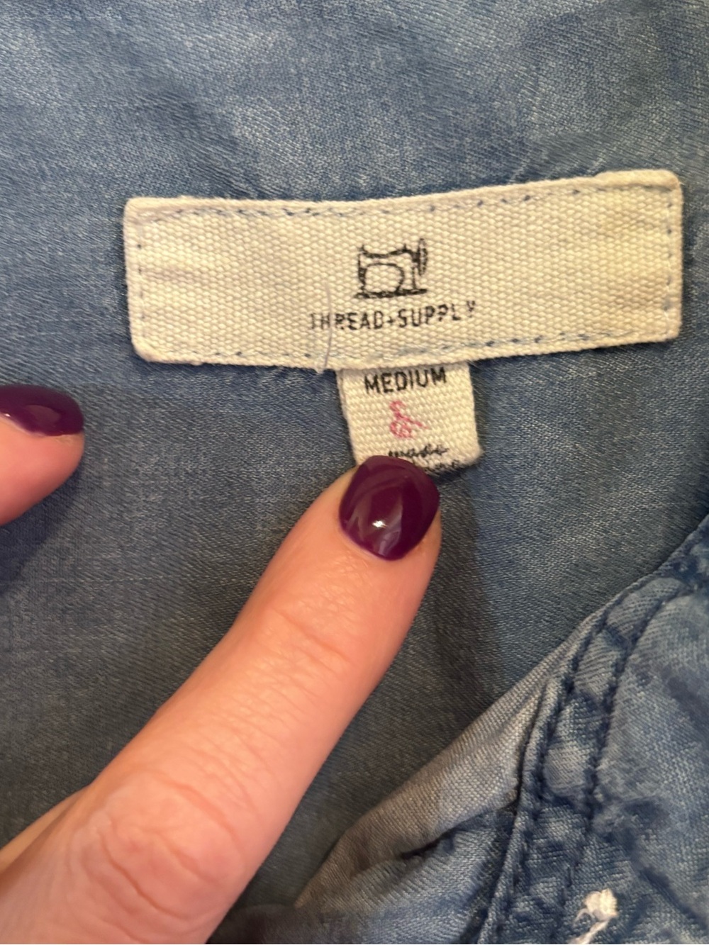 Thread & Supply Denim Blue Button-Front Mini Shirt Dress - Picture 4 of 5